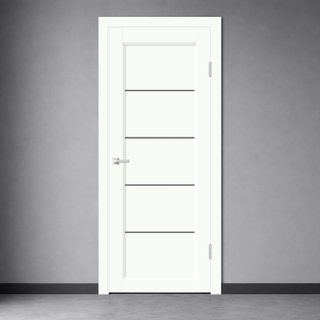 Межкомнатная дверь Стиль 1 Белый опал со стеклом снаружи